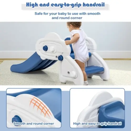 Costway Baby Slide Indoor First Play Climber Slide Set for Boys Girls Blue/Gray image {7}