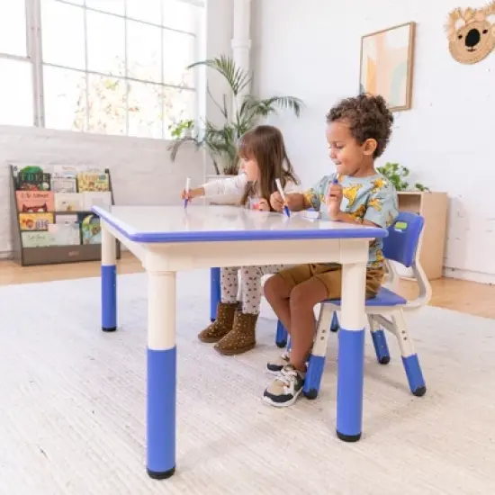 ECR4Kids Rectangle Dry-Erase Activity Table with 2 Adjustable Chairs, 3-Piece image {4}