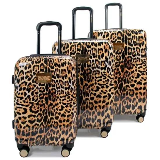 Badgley Mischka Leopard Expandable Hardside Checked 3pc Luggage Set image {2}