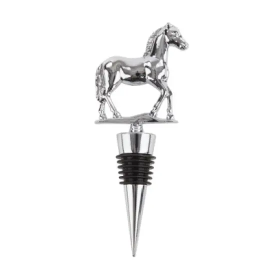 Twine Derby Wine Bottle Stopper, Keep Wine Fresh, Horse Bottle Stopper, Fits Standard Bottles, Metal, Rubber Seal, Silver, Set of 1 image {10}