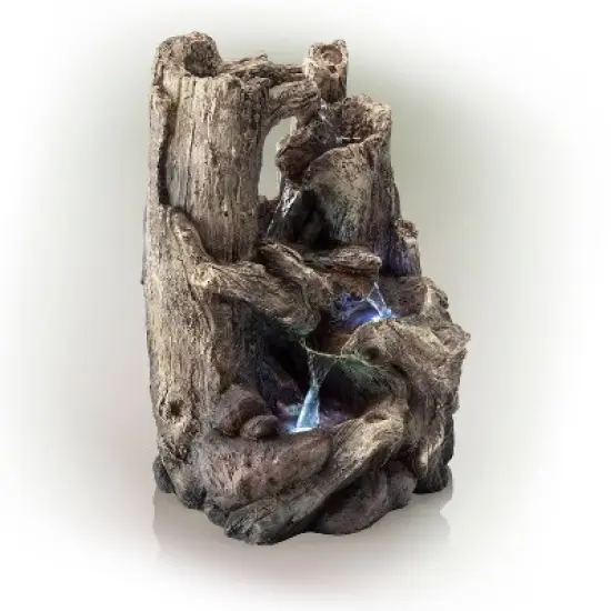 14" Resin 5-Tiered Rainforest Tree Trunk Tabletop Fountain Brown - Alpine Corporation image {3}