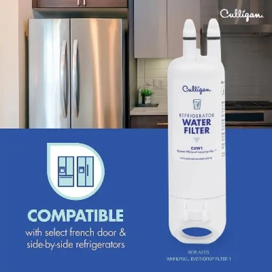 Culligan CUW1 Replacement Whirlpool (EDR1RXD1 WHR1RXD1 KAD1RXD1) Refrigerator Water Filter 1: Filters Lead, Mercury, Chlorine, VOCs image {4}