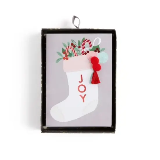 Minted 10ct 'Joy' Stocking Boxed Holiday Greeting Card Pack image {2}