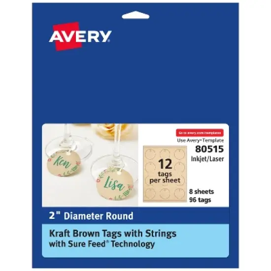 Avery Kraft Brown Round Tags, 2" Diameter, 96 Total (80515) image {7}