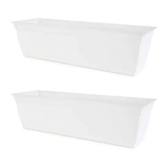 The HC Companies Indoor Outdoor 24 Inch Eclipse Series Window Flower Garden Ornamental Planter Box with Removable Attached Saucer, White (2 Pack) image {6}