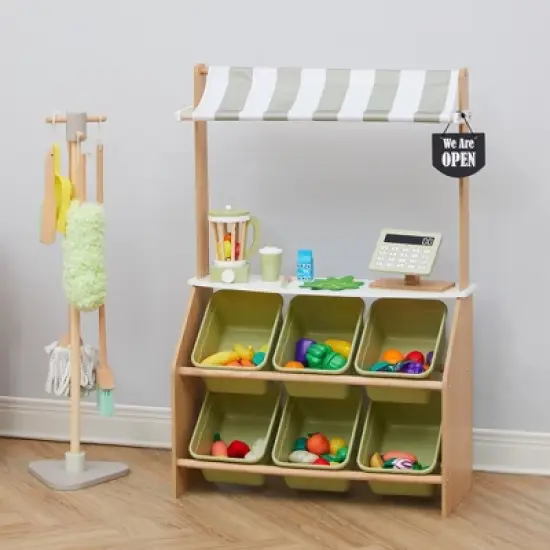 Teamson Kids - Little Helper Market Play Stand Play Kitchen - Olive Green image {2}