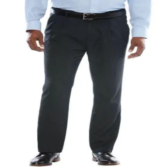 KS Signature by KingSize Men's Big & Tall  No Hassle Classic Fit Expandable Waist Double-Pleat Dress Pants image {3}