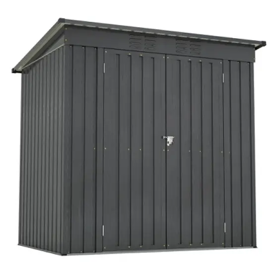 LOVMOR 6 x 4 ft Outdoor Storage Shed, All Weather Tool Shed for Garden, Backyard, Lawn, Black image {12}
