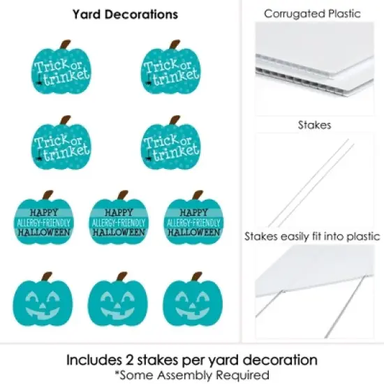 Big Dot of Happiness Teal Pumpkin - Lawn Decorations - Outdoor Halloween Allergy Friendly Trick or Trinket Yard Decorations - 10 Piece image {5}