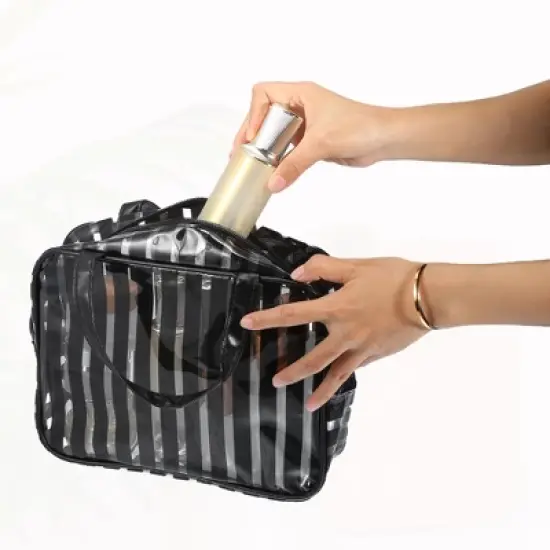 Unique Bargains Large Capacity PVC Clear Zipper Makeup Bag Organizers 1 Pc image {2}