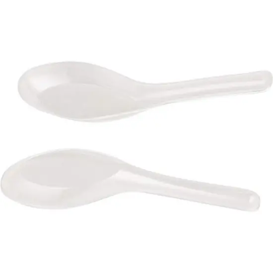 Juvale 200 Pack Disposable Soup Spoons, Plastic Utensils for Appetizer, Ramen, Pho, Clear (4.5 x 1.2 In) image {3}