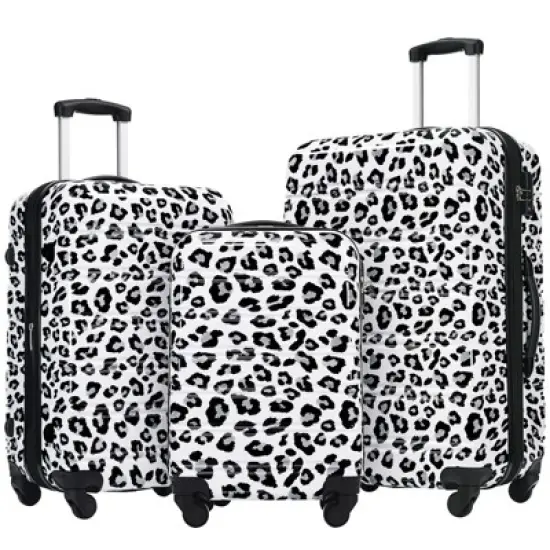 Aukfa 3-Piece Leopard Print Lightweight Hard Shell Expandable Luggage Set with TSA Lock, Available Sizes 20" 24" 28", Multi-Color image {13}
