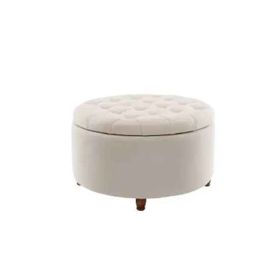 Large Round Tufted Storage Ottoman with Lift Off Lid - WOVENBYRD image {18}