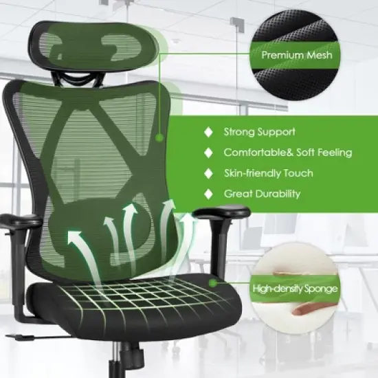 Costway Ergonomic High Back Mesh Office Chair w/ Adjustable Lumbar Support image {5}