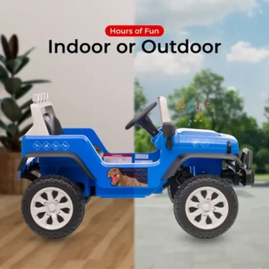 12V Jeep - Jurassic World Kids Ride‑On Car with LED Lights and Rechargeable Battery image {5}