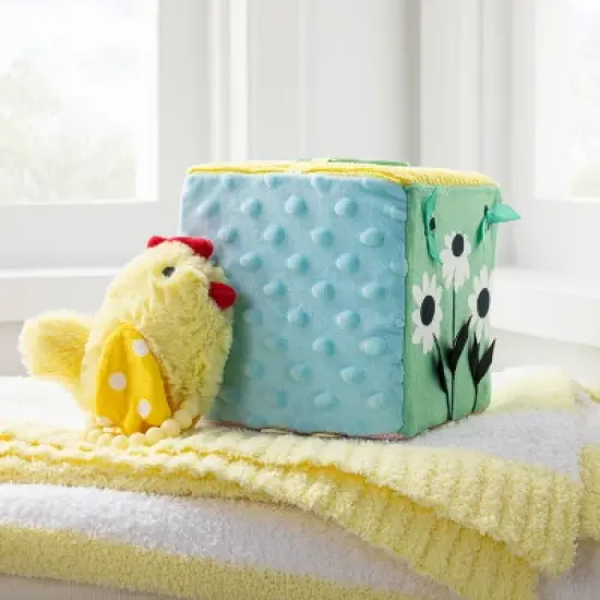 Farm Interactive Plush Cube with Chicken Rattle Baby Toy - 2pc - Cloud Island&trade; image {1}
