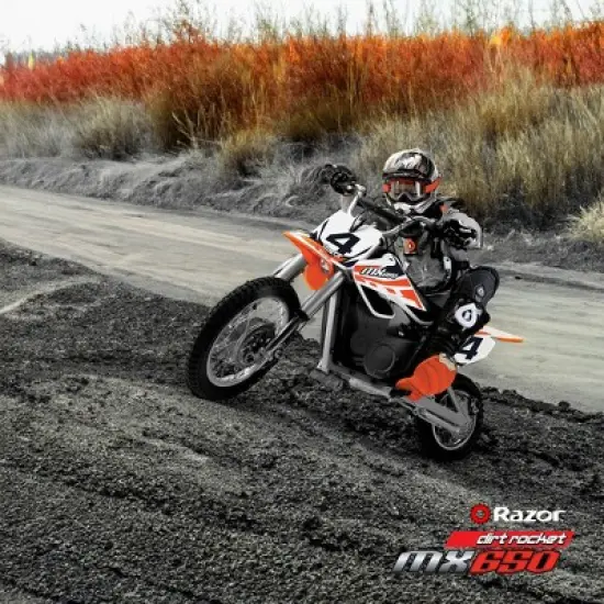 Razor MX650 Dirt Rocket Bike Electric Ride-On for Age 16+, 220lb Weight Capacity, Orange &ndash; 36V Battery, Up to 17 Mph, 40-Min Run Time, Pneumatic Tires image {4}