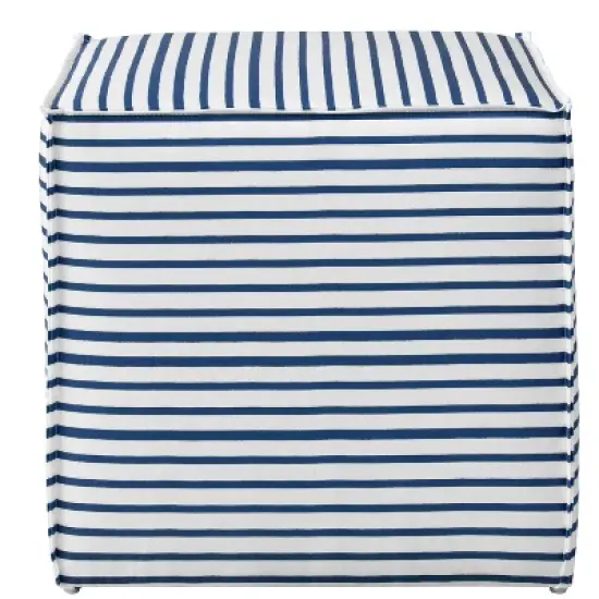 French Seam Ottoman in Nautical Stripe Navy - Skyline Furniture image {2}