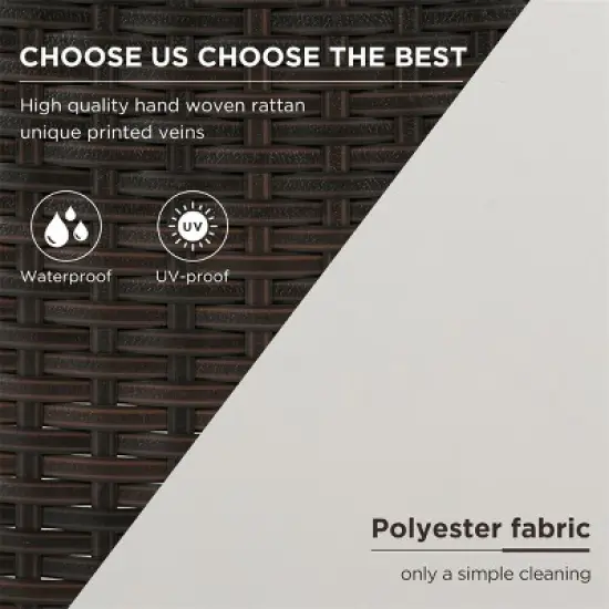 ELJGET 4PCS Patio Furniture Set Rattan Wicker Conversation Set with Wooden Coffee Table & Beige Cushions image {4}