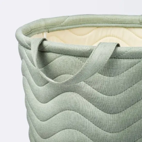 Quilted Fabric Large Round Storage  Basket - Green - Cloud Island&trade; image {2}