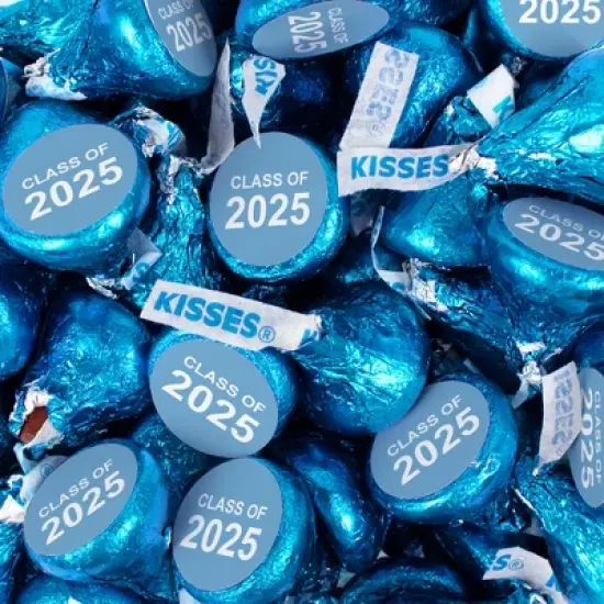 85 pcs Light Blue Graduation Candy Hershey's Kisses Milk Chocolate Class of 2025 (13.6oz, Approx. 85 pcs)  - By Just Candy image {4}