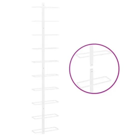 vidaXL Modern Wall-Mounted Metal Wine Rack - Storage for 10 Bottles - Easy Installation - Ideal for Kitchen, Bar or Pantry - White image {4}