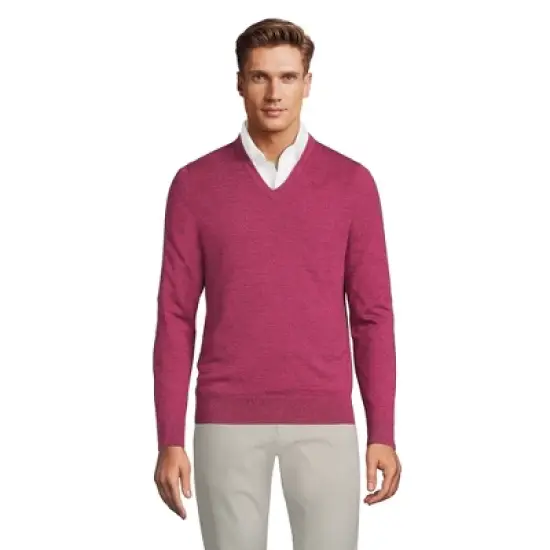 Lands' End Men's Classic Fit Fine Gauge Supima Cotton V-neck Sweater image {6}