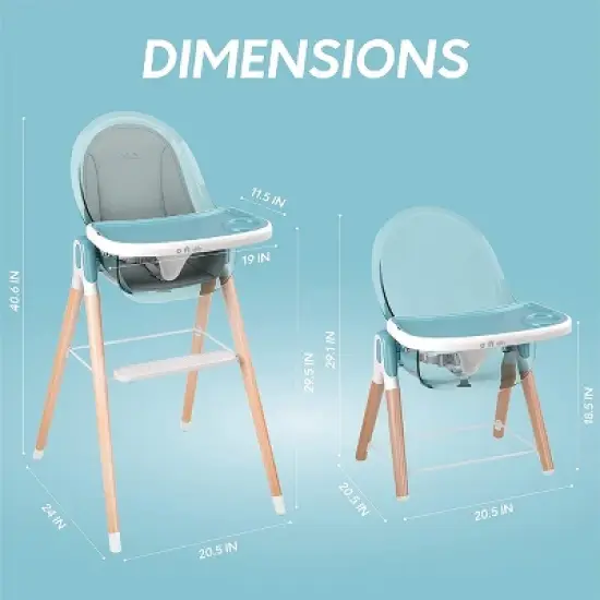 Children of Design Adjustable 6-in-1 Wooden Classic High Chair for Babies & Toddlers image {2}