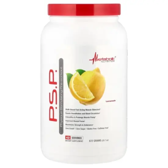 Metabolic Nutrition P.S.P. Physique Stimulating PreWorkout 672g Zero Sugar Caffeine Free (Lemonade) image {4}