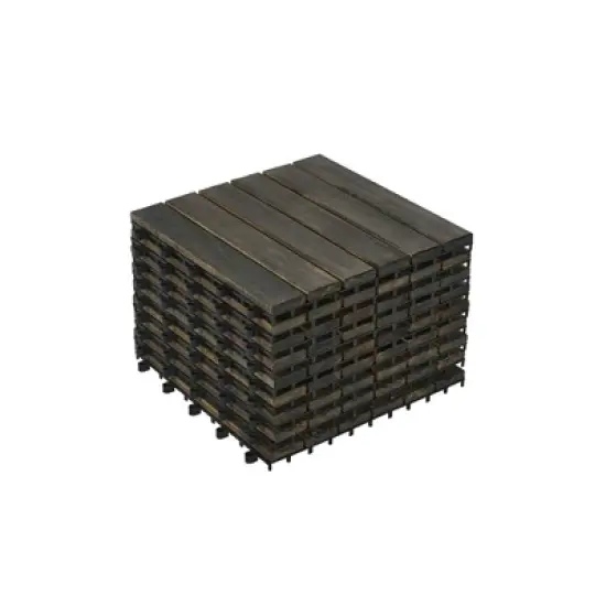 APRILSOUL 12" x 12" Interlocking Deck Tiles Striped Pattern Acacia Hardwood Outdoor Flooring for Patio image {15}