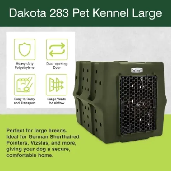 Dakota 283 Canine Rough and Tough Economy Pet Kennel, Heavy Duty Crate for Dogs and Cats with Ventilation Holes, Large, Olive image {1}