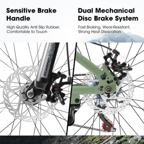 Gulches Mountain Bike 27.5 Inch Wheels, 21-Speed Mens Womens Trail Commuter City Mountain Bike,High Carbon steel Frame Bicycles,Green image {3}