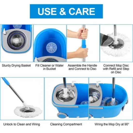 Spin Mop Bucket Set with Wheels image {4}