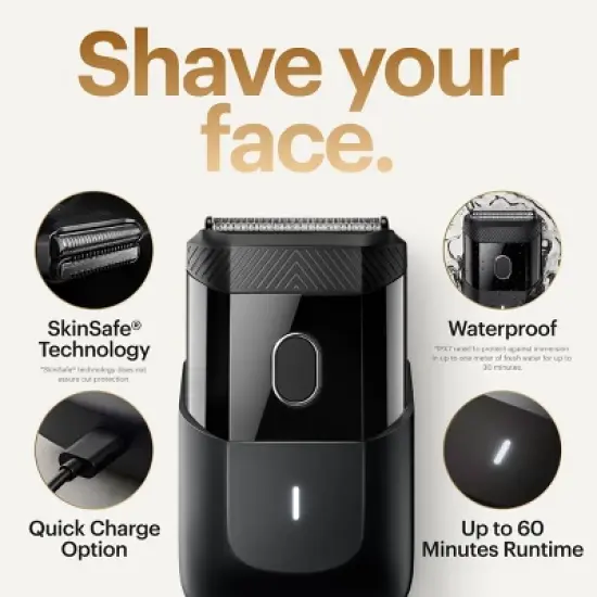 MANSCAPED The Handyman Compact Face Shaver, Portable SkinSafe Men's Travel Facial Hair Electric Razor image {2}