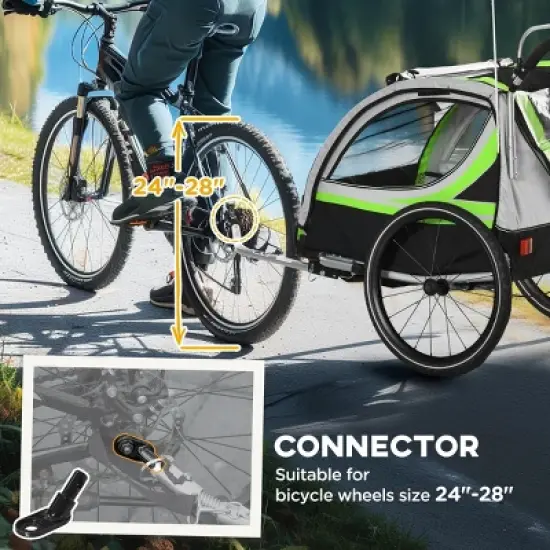 2-in-1 Bike Trailer and Stroller for 2 Kids with Safety Harness and Foldable Frame for Outdoor Riding-3irtyhousy image {3}