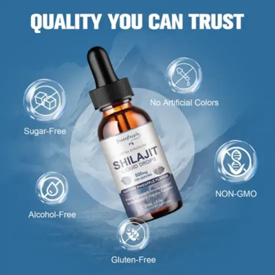 GreenPeople 500mg Shilajit Liquid Drops Supplement for Men & Women,  Support Energy & Immune, 2 Fl Oz (Pineapple) image {2}