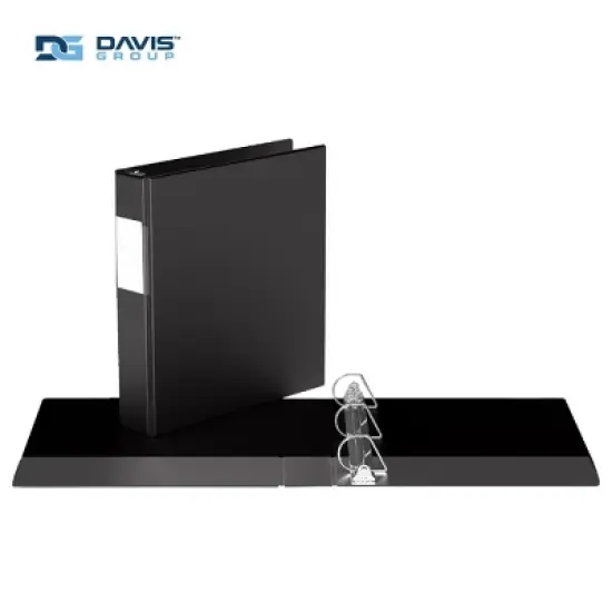 Davis Group 6pk 1.5" Premium Economy Round Ring Binders Black: Polypropylene, D Rings, 350 Sheet Capacity, 2 Pockets image {1}
