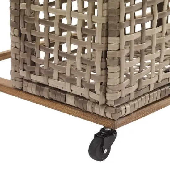 Ridley Outdoor Wicker & Metal Pool Storage Caddy - Gray - Crosley image {7}