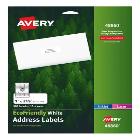 Avery EcoFriendly Address Labels, 1 x 2-5/8 Inches, Pack of 300 image {1}