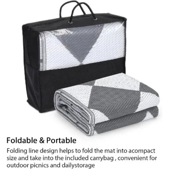 Waterproof Reversible Outdoor Rug - Lightweight, Foldable, Easy Clean for Patio, Camping, Pool & Beach image {6}