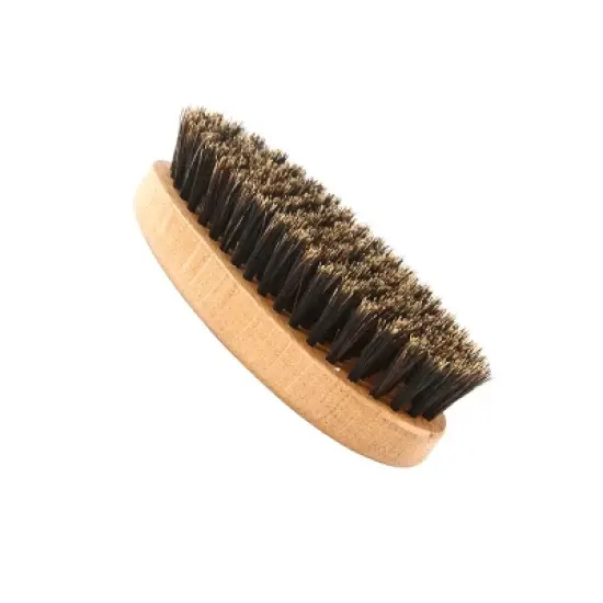 Bass Brushes - Men's Hair Brush Wave Brush with 100% Pure Premium Natural Boar Bristle SOFT Natural Wood Handle Military/Wave Style Oval Oak Wood image {1}
