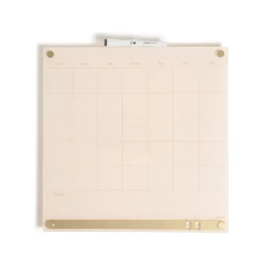 U Brands 16"x16" Acrylic Dry Erase Calendar with Metal Bulletin Strip Cream/Gold: Wall Mount Magnetic Board image {8}