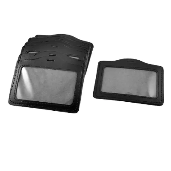Unique Bargains Black Horizontal Name Badge ID Card Holders for Office Worker 10 Pcs image {6}