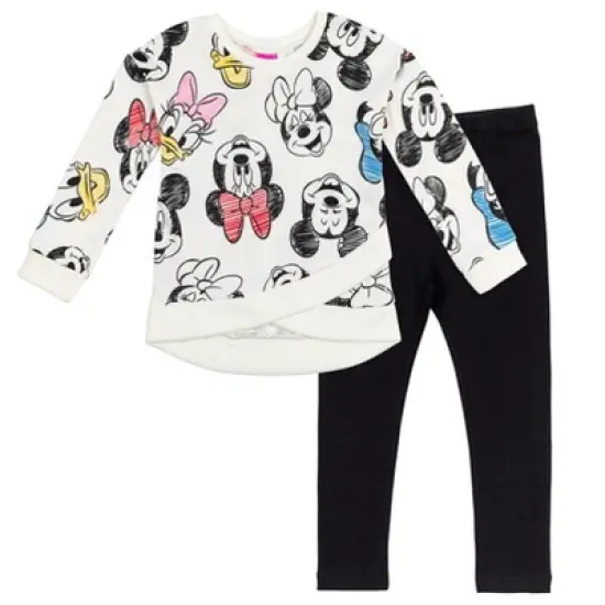 Disney Minnie Mouse Baby Girls Pullover Fleece Sweatshirt and Leggings Outfit Set Toddler image {8}