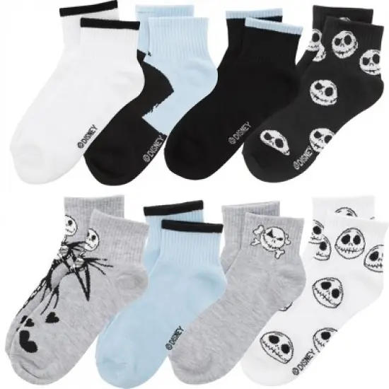 Womens Nightmare Before Christmas Jack Skellington 8-Pair Mid Crew Socks image {10}