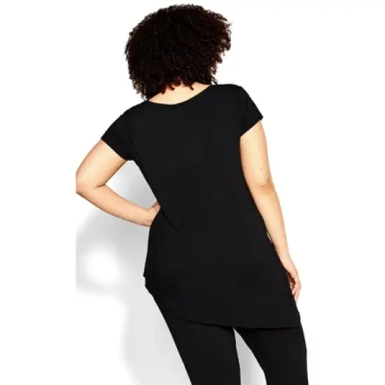 Women's Plus Size Asymmetrical Bamboo Top - black | ZIM & ZOE image {1}