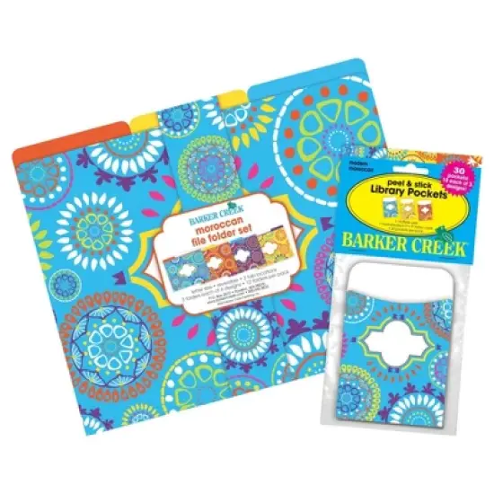 Barker Creek 12 Letter-Size File Folders & 30 Adhesive Pockets Set - Moroccan image {4}