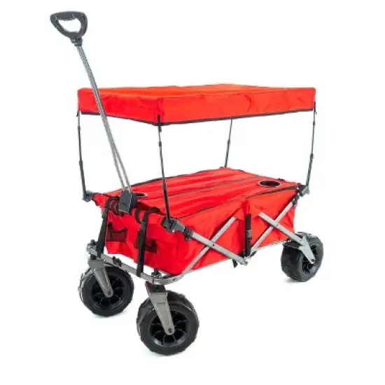 HOMLUX Push or Pull Folding Stroller Wagon with Canopy, 360&deg; Wheels, 150lbs Capacity image {11}