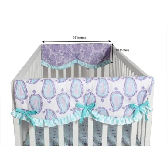 Bacati - Isabella Paisley Aqua/Lilac/Purple set of 2 Crib Rail Guard Covers image {2}