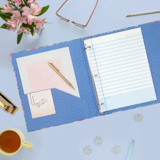 greenroom 1" Ring Binder Painted Blooms Peri image {2}